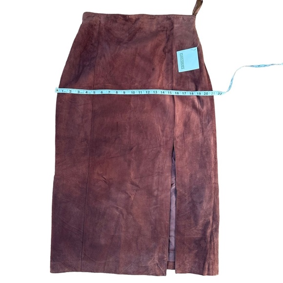 Evan Davies Womens Dark‎ Brown Suede Leather Maxi Skirt With Front Split Size 14 - Picture 10 of 13